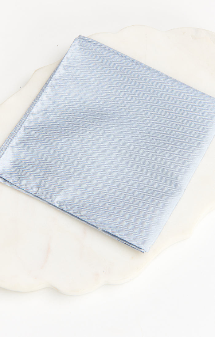 Sam Pocket Square ~ Steel Blue Solid