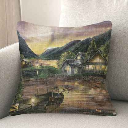 Scenic Lake Indoor Woven Decorative Pillow