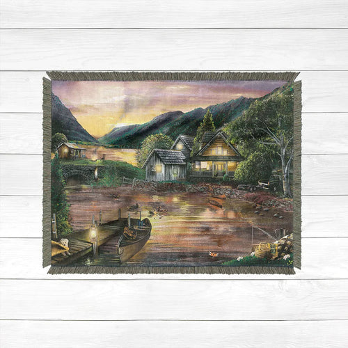 Scenic Lake Woven Throw Blanket