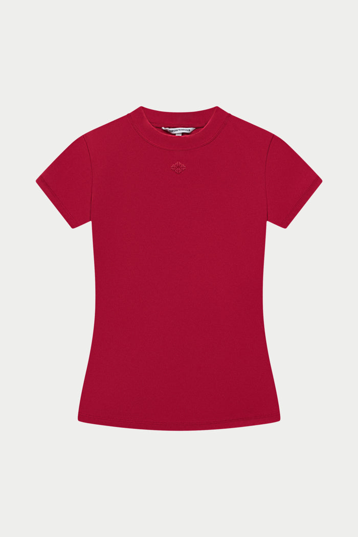 SCULPTING STRETCH BABY TEE - CHERRY