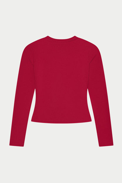 SCULPTING STRETCH LONG SLEEVE TOP - CHERRY