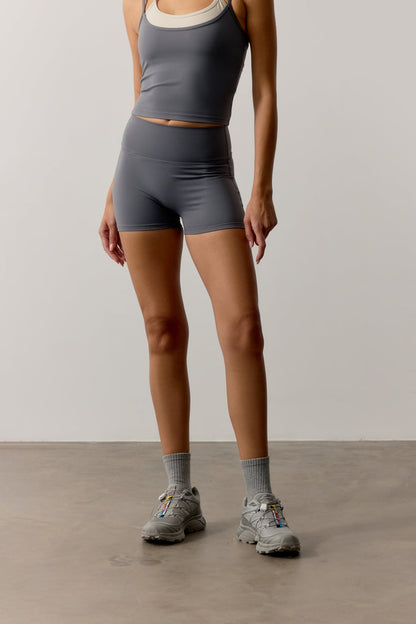 SCULPTING STRETCH MINI SHORTS - GRAPHITE