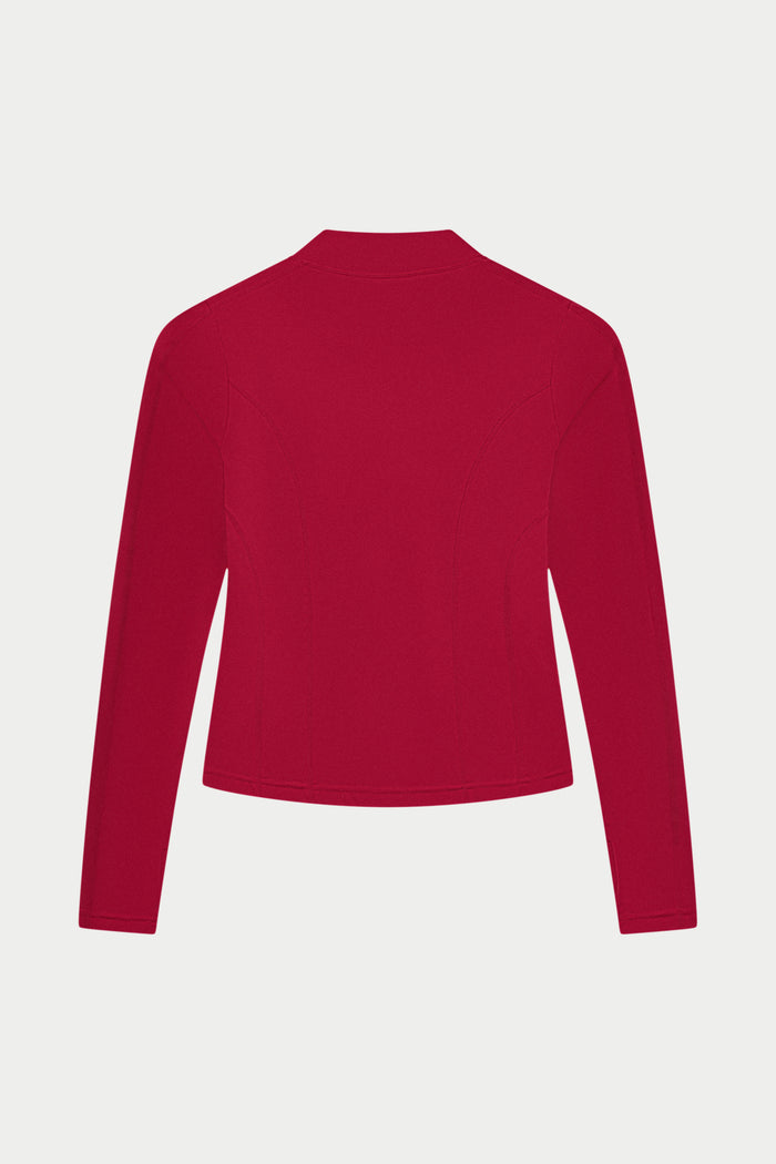 SCULPTING STRETCH ZIP UP JACKET - CHERRY