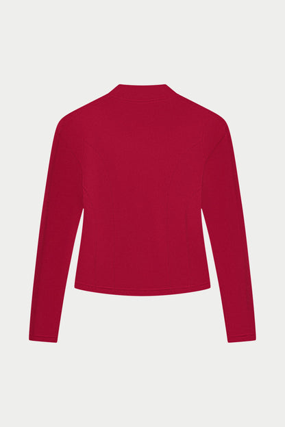 SCULPTING STRETCH ZIP UP JACKET - CHERRY