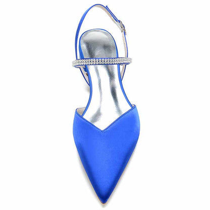 Elegant blue S&DCo. comfortable wedding shoes for brides with sparkling ankle strap
