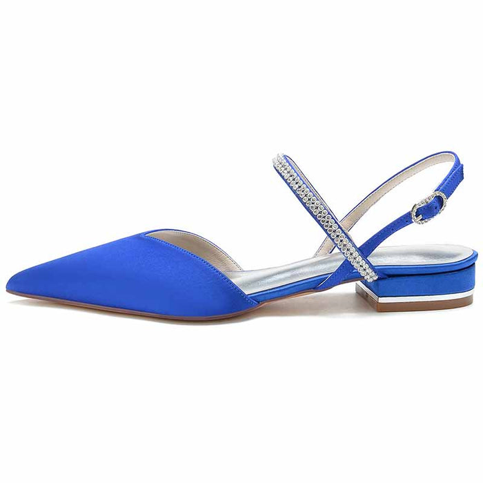Elegant blue S&DCo. comfortable wedding shoes for brides with a sleek design and ankle strap