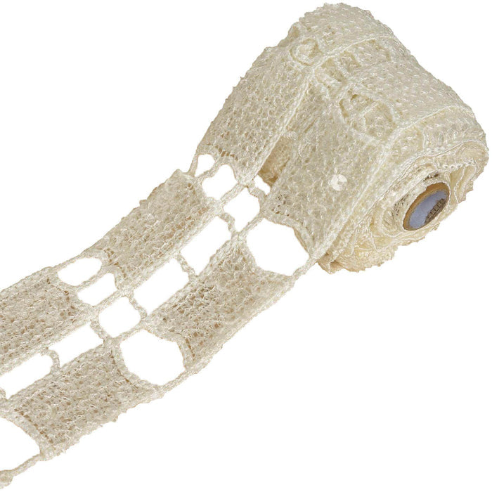Ivory lace ribbon roll with a delicate open weave design