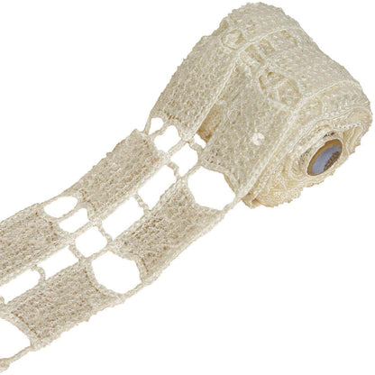 Ivory lace ribbon roll with a delicate open weave design