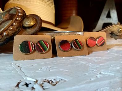 Serape Leather Stud Earring