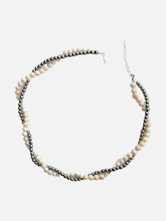L'ATELIER DES PERLES Silva Doğal Hematit Taşlı Barok İncili Gümüş Kolye - Necklaces KOLYE