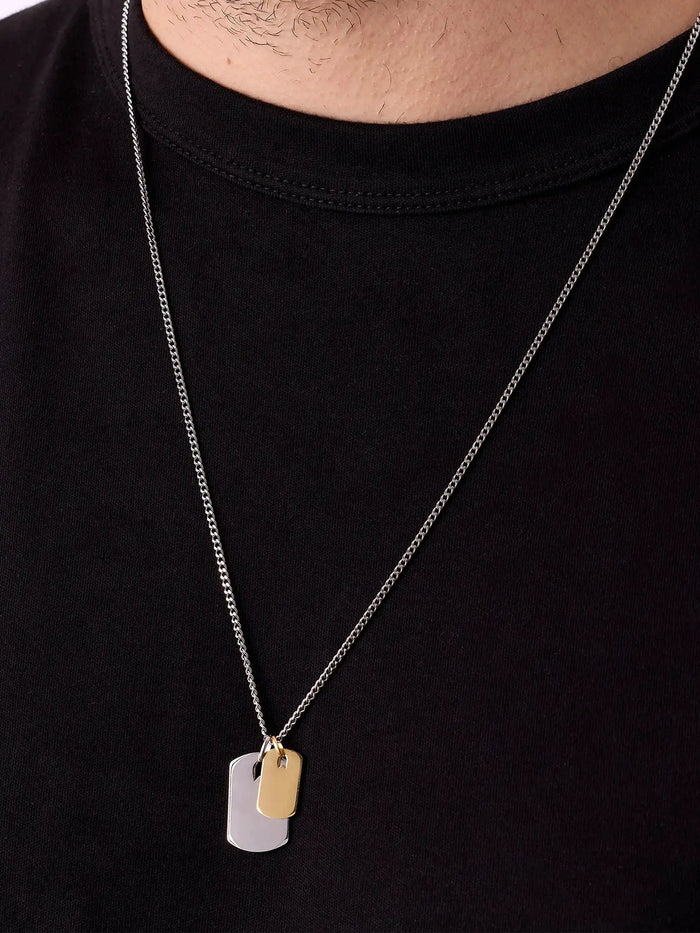 ATOLYEWOLF Silver and Gold Plates Necklace - Necklaces KOLYE