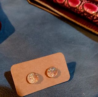 Small Gold Druzy Stone Stud Earring