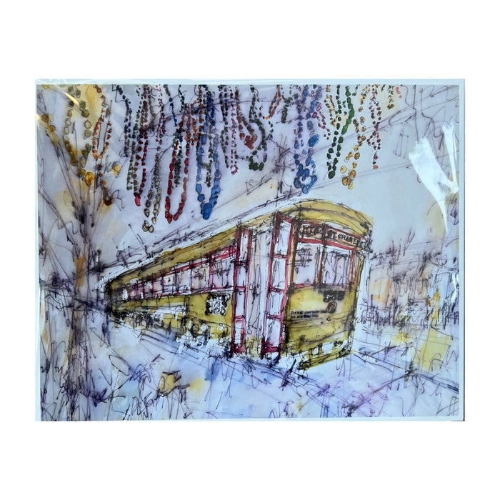 "St. Charles Street Car With Beads" Art Print 8x10 - 318 Art & Frame