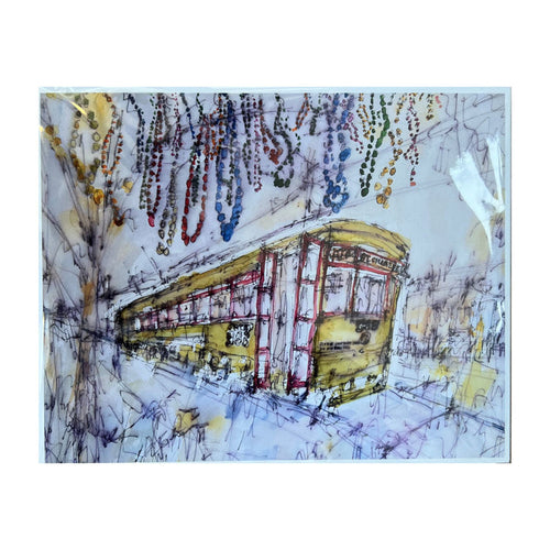 "St. Charles Street Car With Beads" Art Print 8x10 - 318 Art & Frame