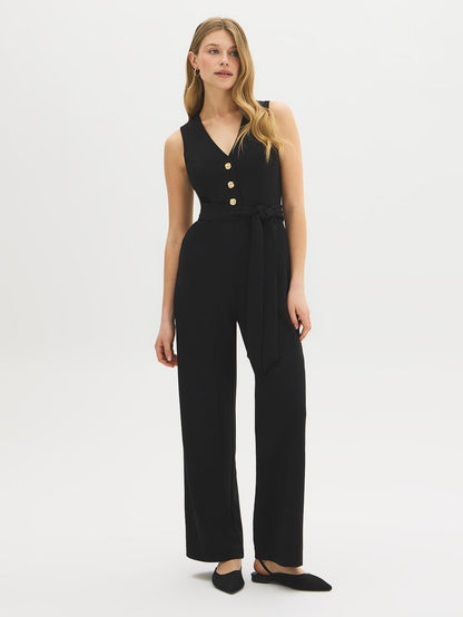 Straight-Leg Crepe Jumpsuit by Suzy.