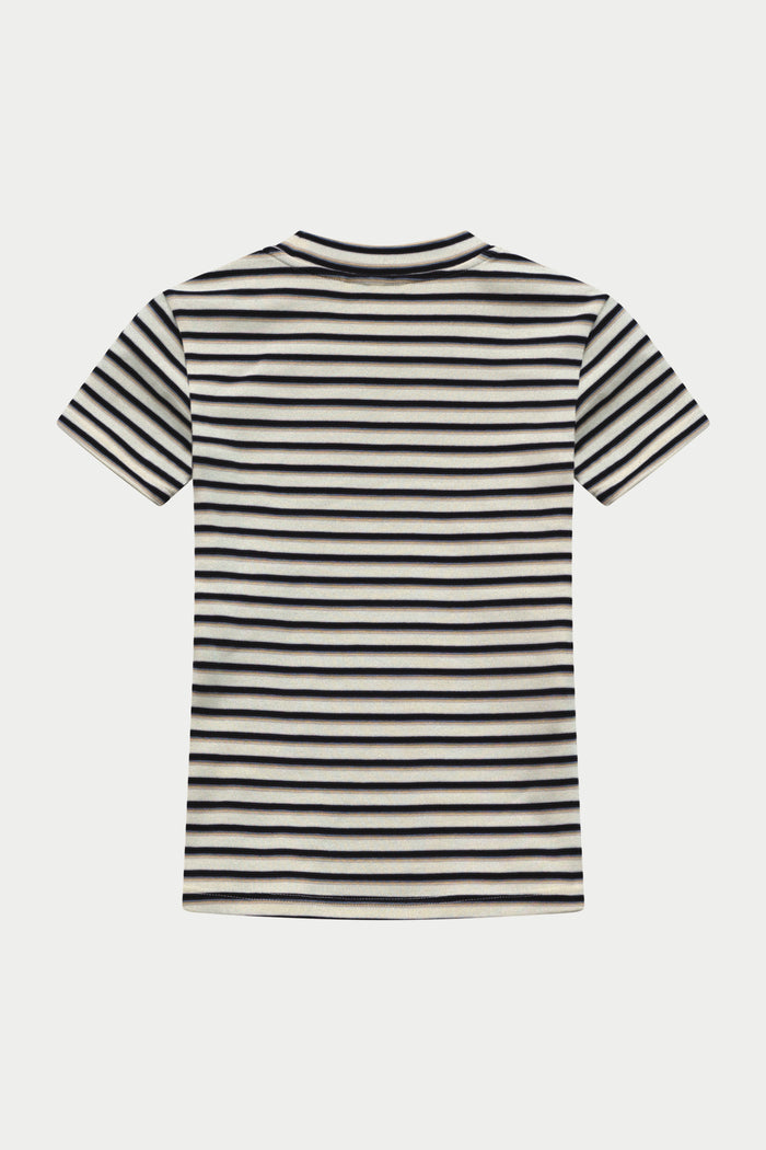 STRIPE BRUSHED COTTON BABY TEE - BEIGE