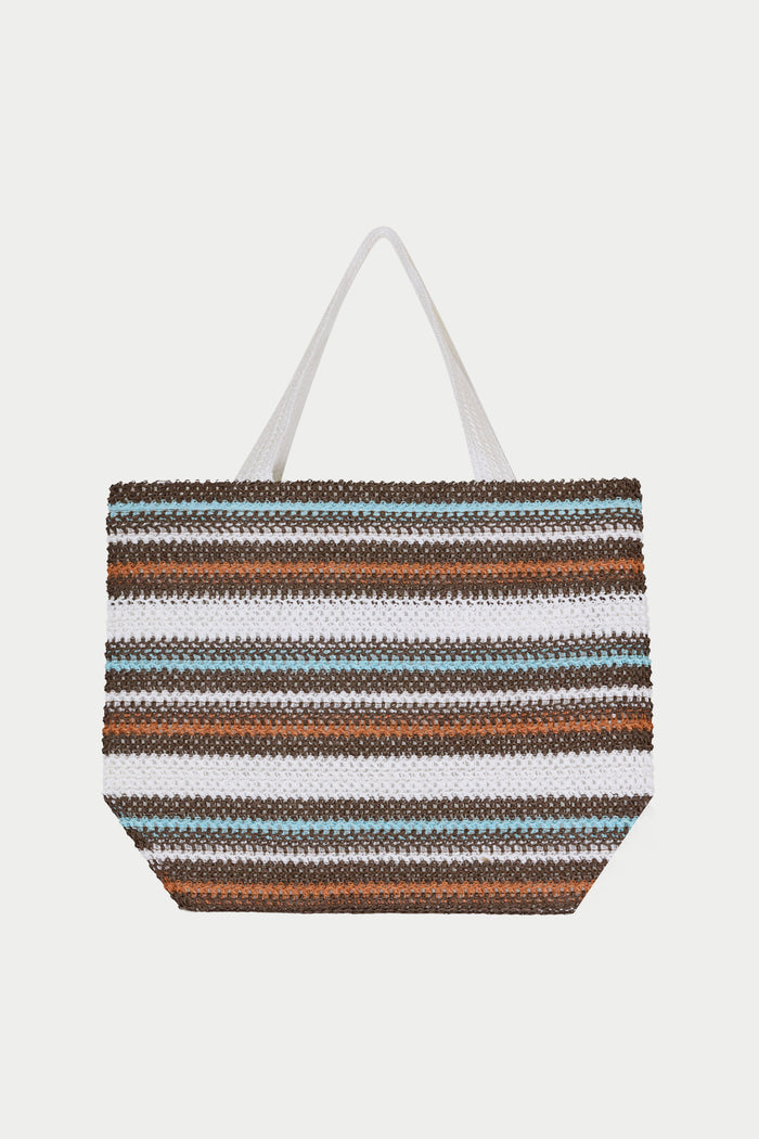 STRIPE EMBLEM BEACH BAG - CHOCOLATE