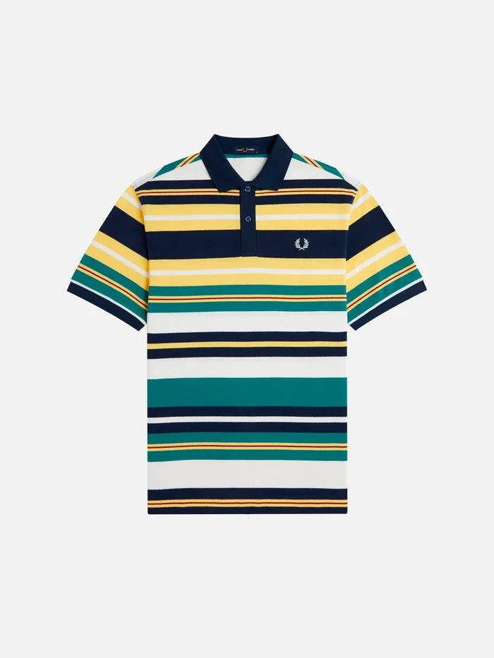 FRED PERRY Striped Relaxed Polo Shirt - Lemon Barley - Polos T-SHIRT