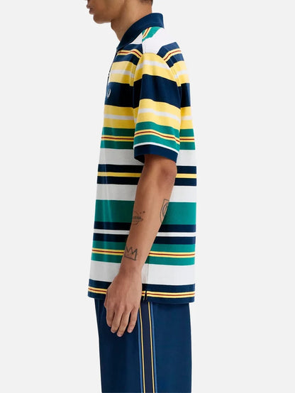 FRED PERRY Striped Relaxed Polo Shirt - Lemon Barley - Polos T-SHIRT