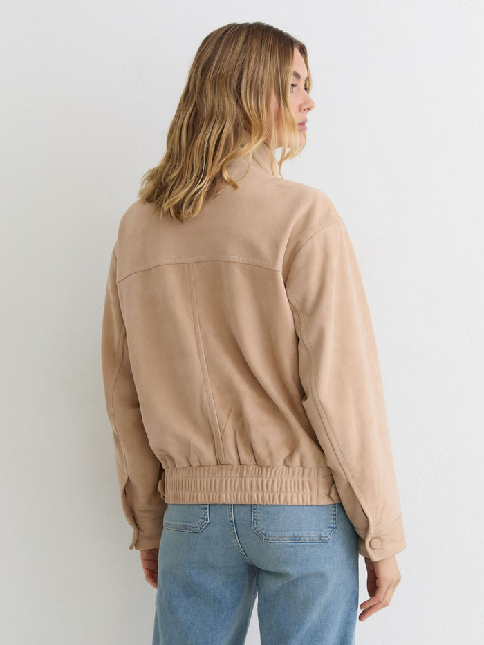 Suede Oversized Jacket in Neutral