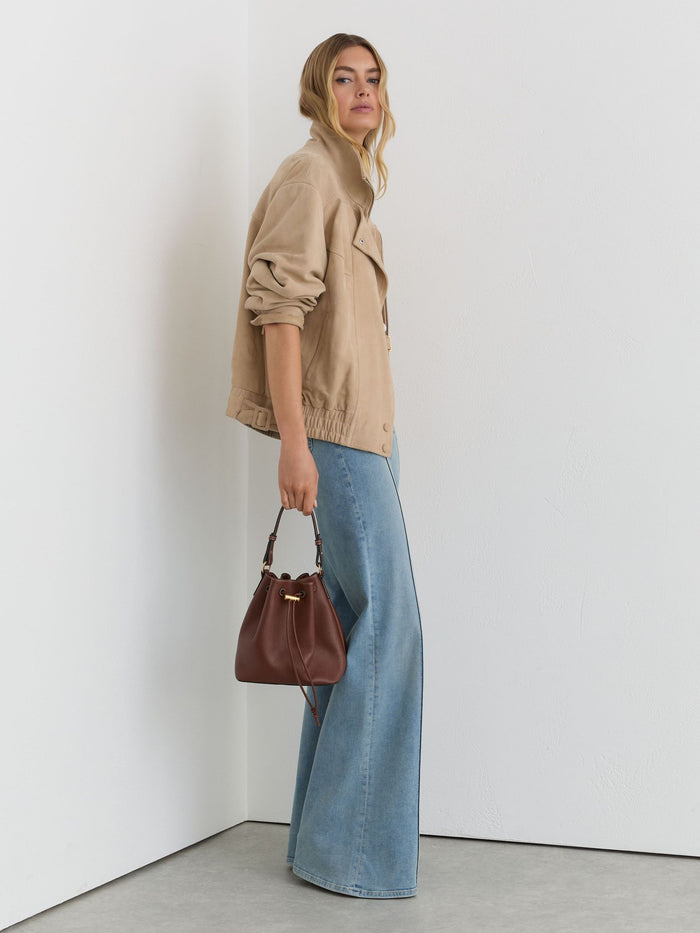 Suede Oversized Jacket in Neutral