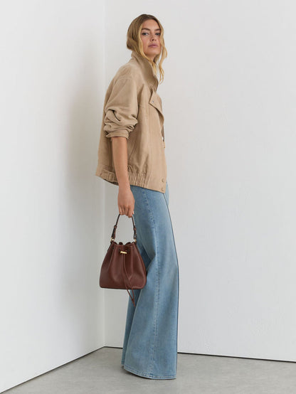 Suede Oversized Jacket in Neutral