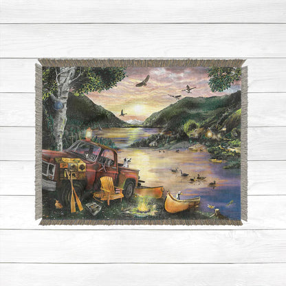 Sunset Lake Woven Throw Blanket