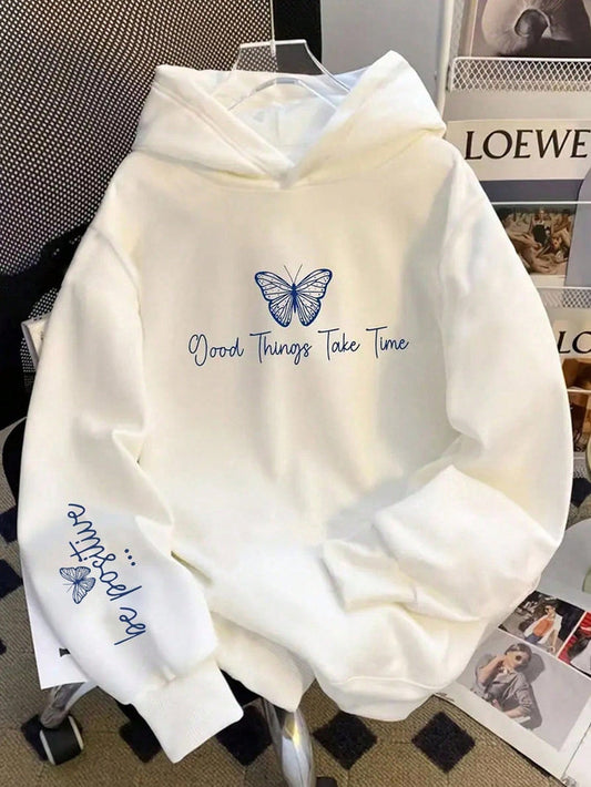 SXV 'Be positive butterfly’ Printed Cool Aesthetic Sweatshirt Hoodie