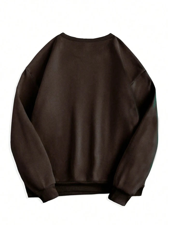 SXV 'coffee weather’ Printed Cool Aesthetic Drop Shoulder Oversized Baggy Sweatshirt