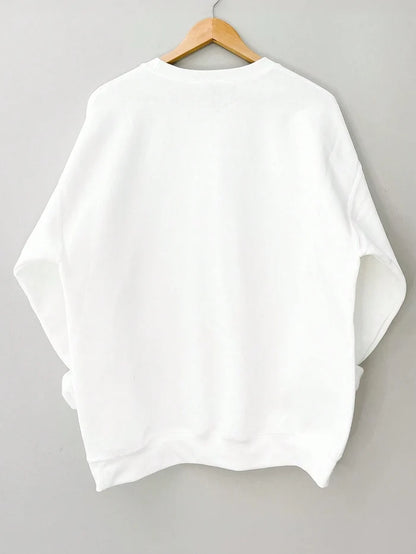 SXV Crew Neck Long Sleeve Bow Tie Print Casual Minimalist Top Pullover Fall Outfit