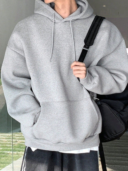 SXV Men's Plain Drawstring Hooded Drop Shoulder Sweatshirt,Fall Clothes