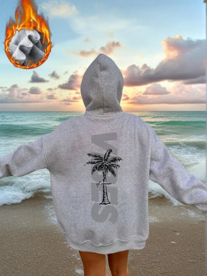 SXV Women's Winter Graphic Long Sleeved Drawstring Hoodie With Pocket