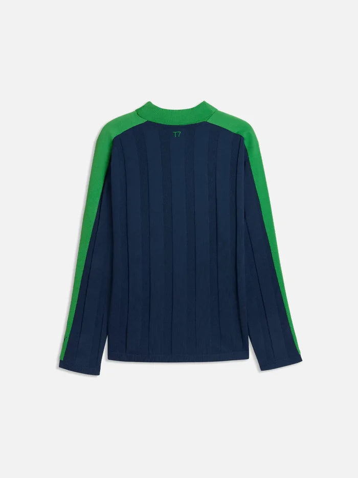 PUMA T7 Longsleeve Polo "Blue Jewel" - Polos T-SHIRT