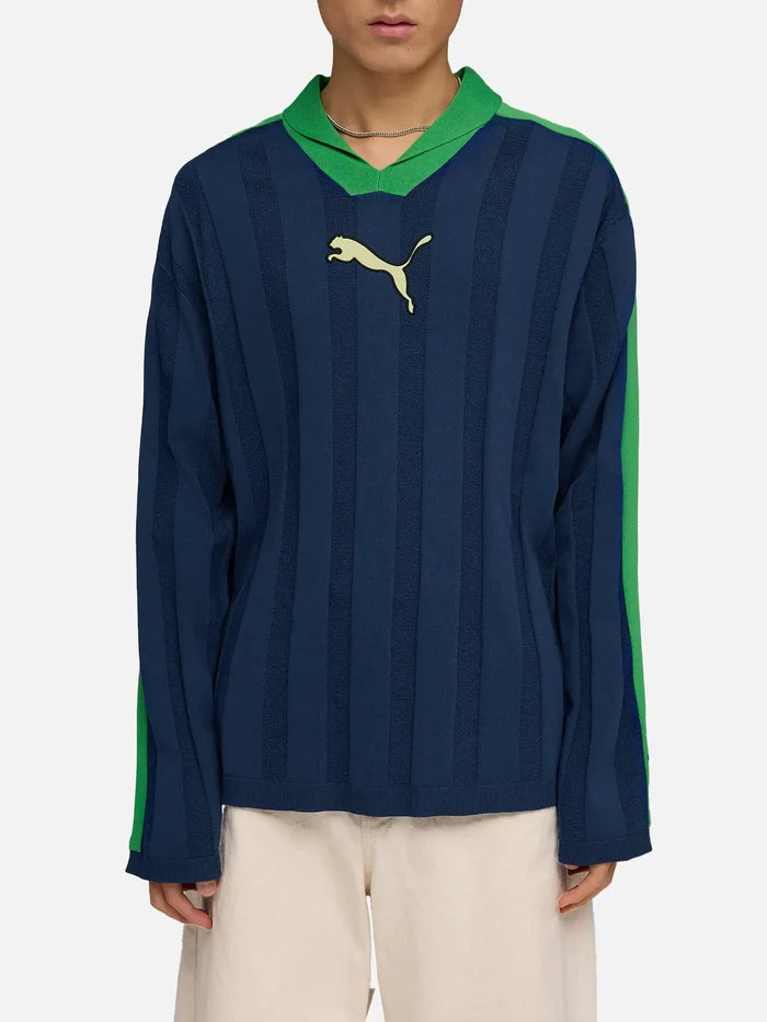 PUMA T7 Longsleeve Polo "Blue Jewel" - Polos T-SHIRT