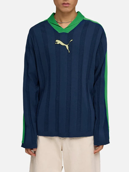 PUMA T7 Longsleeve Polo "Blue Jewel" - Polos T-SHIRT