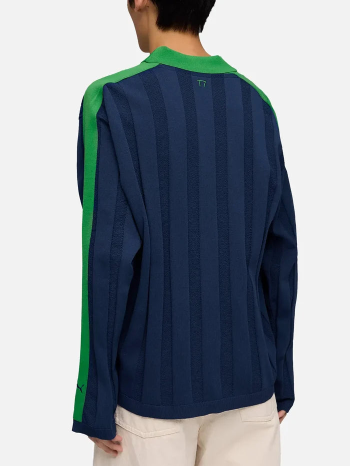 PUMA T7 Longsleeve Polo "Blue Jewel" - Polos T-SHIRT