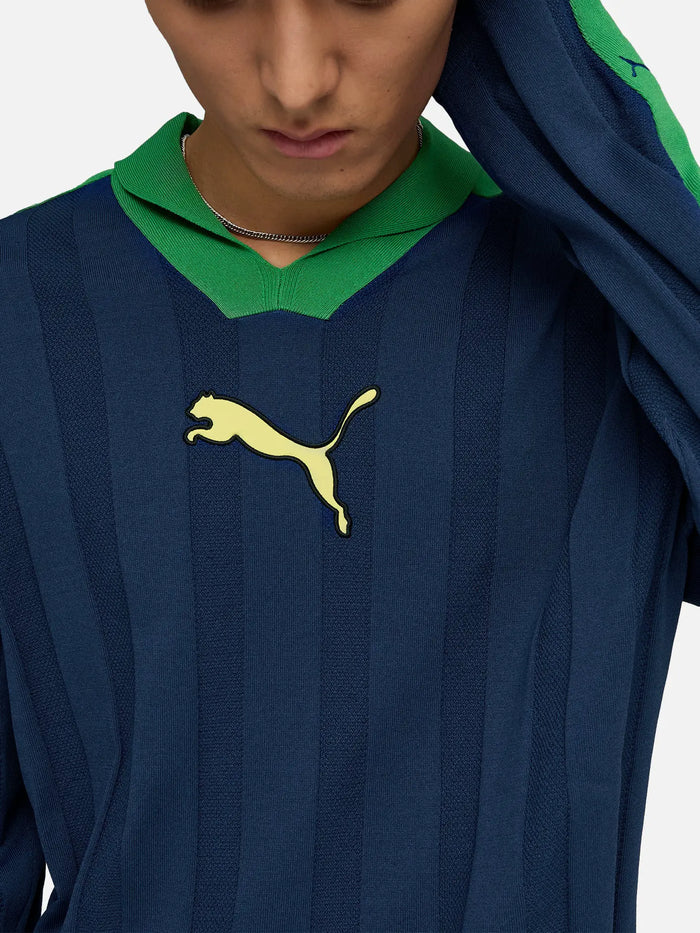 PUMA T7 Longsleeve Polo "Blue Jewel" - Polos T-SHIRT