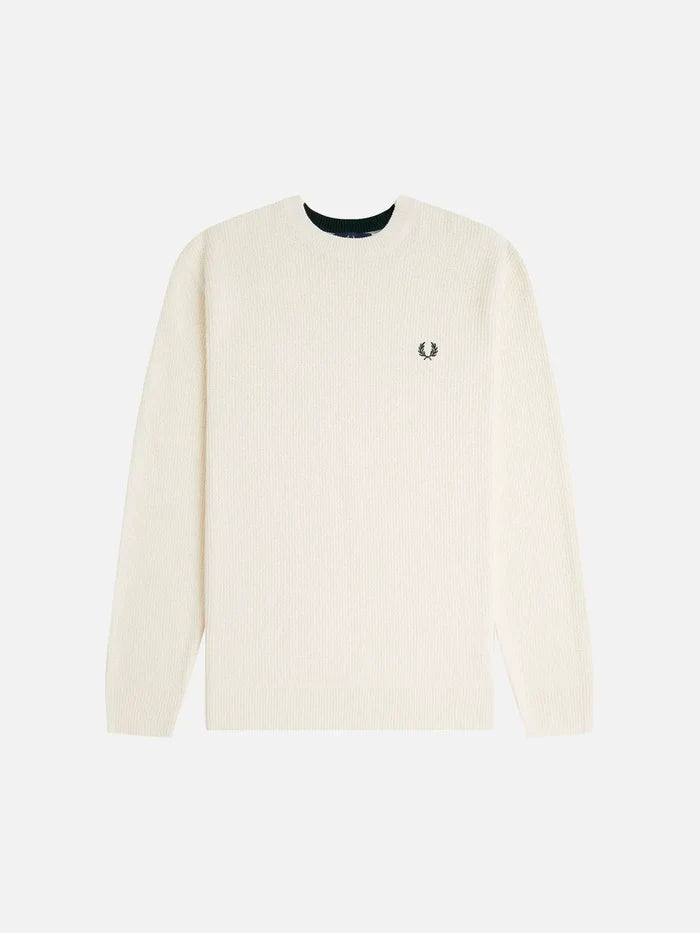 FRED PERRY Textured Jumper - Ecru - Sweaters KAZAK