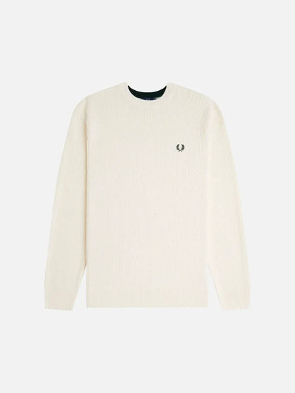 FRED PERRY Textured Jumper - Ecru - Sweaters KAZAK