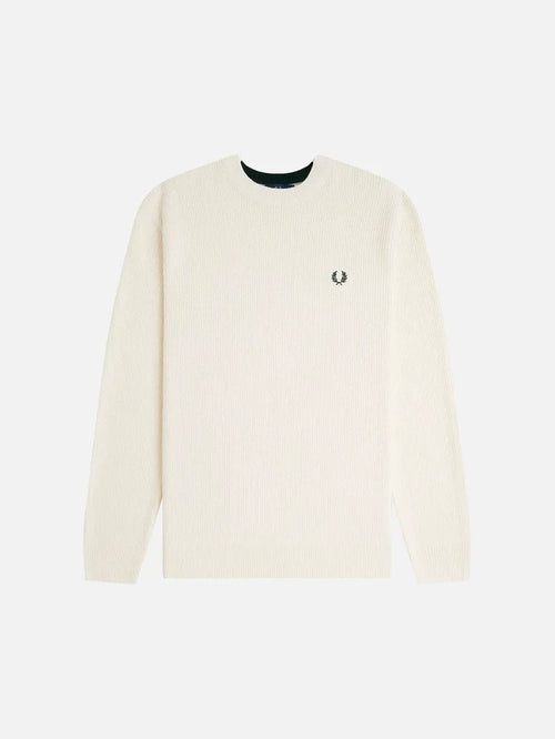 FRED PERRY Textured Jumper - Ecru - Sweaters KAZAK