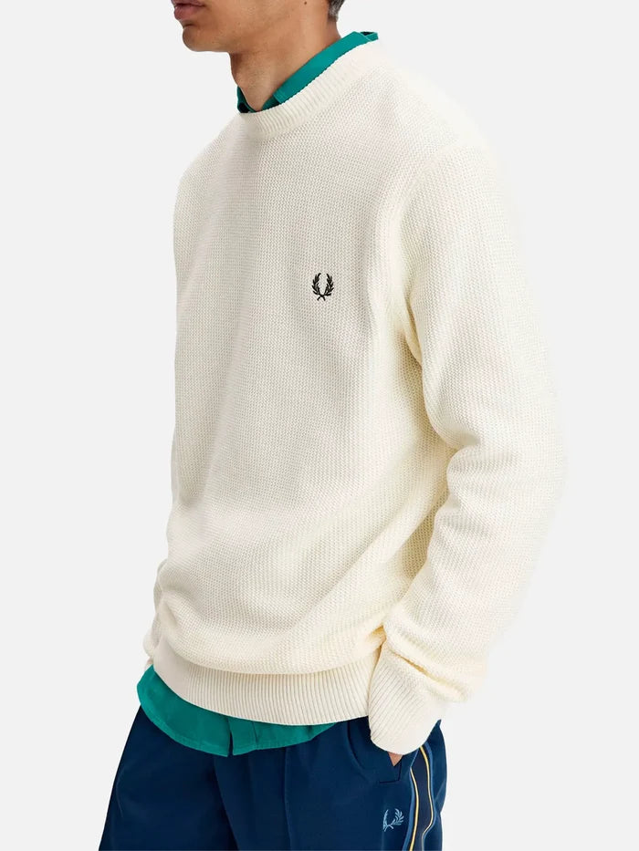 FRED PERRY Textured Jumper - Ecru - Sweaters KAZAK