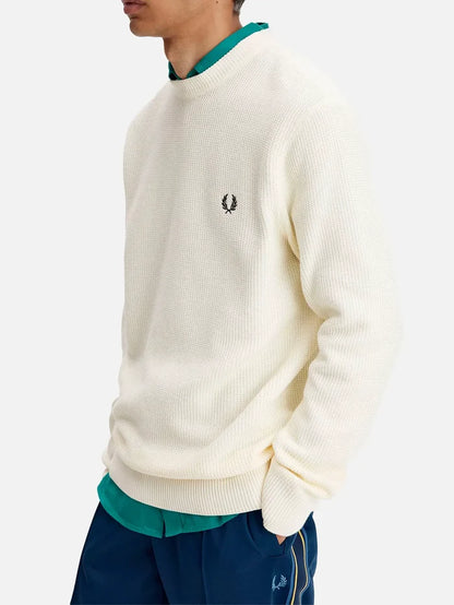 FRED PERRY Textured Jumper - Ecru - Sweaters KAZAK