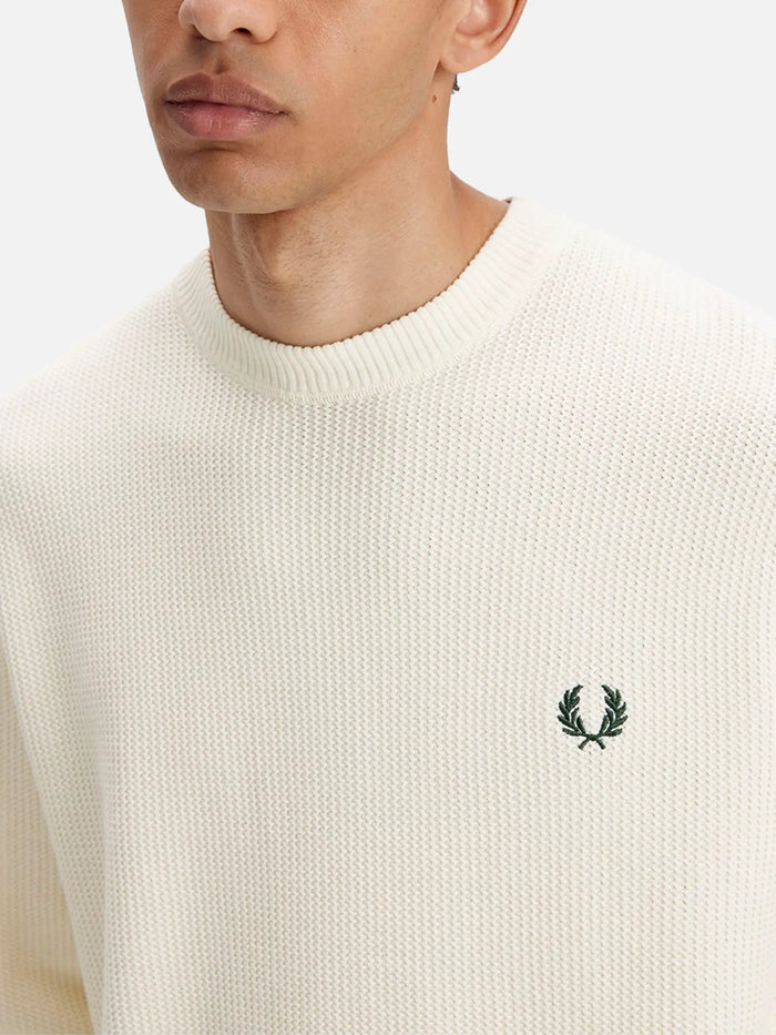 FRED PERRY Textured Jumper - Ecru - Sweaters KAZAK