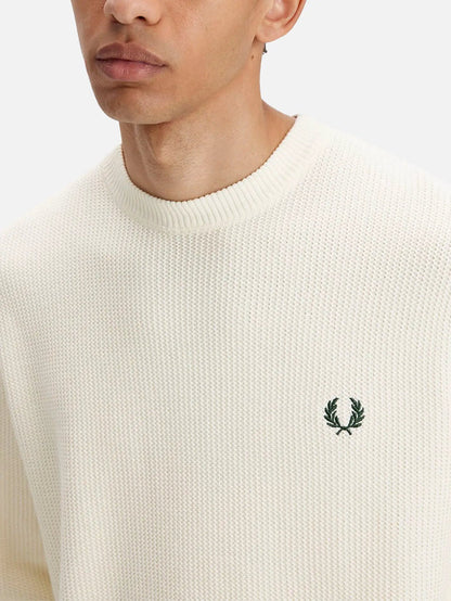 FRED PERRY Textured Jumper - Ecru - Sweaters KAZAK