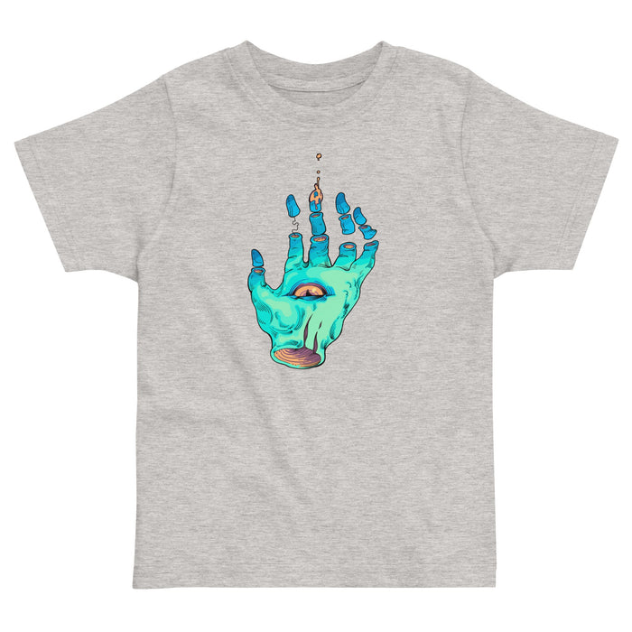 The Wizard's Hand Kid's Tee in Ectoplasmic Night. WRAP Certified, CPSIA Compliant, Eco-Certified Inks.