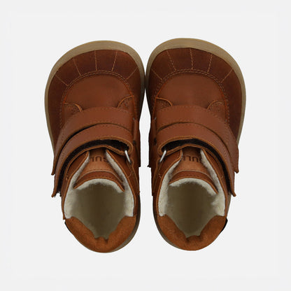 Toddler Leather Wool Lined Waterproof Velcro Boots - Cognac