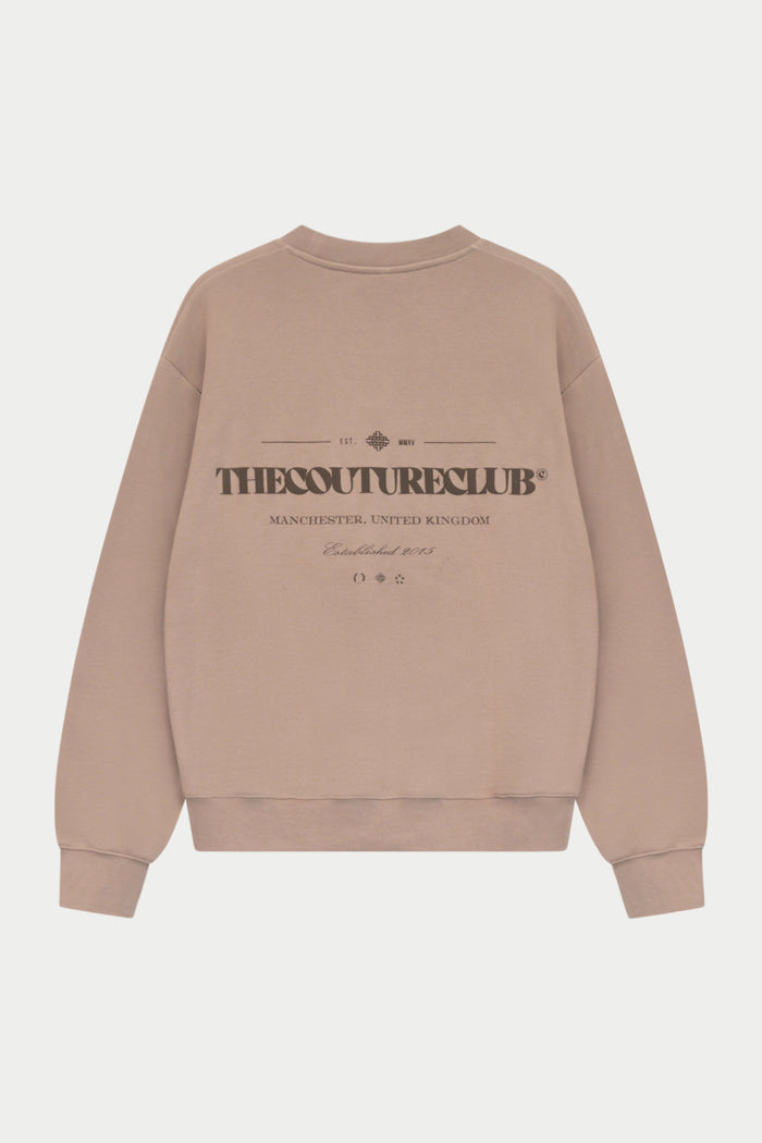 TONAL COPYRIGHT MULTI GRAPHIC CREW - BROWN