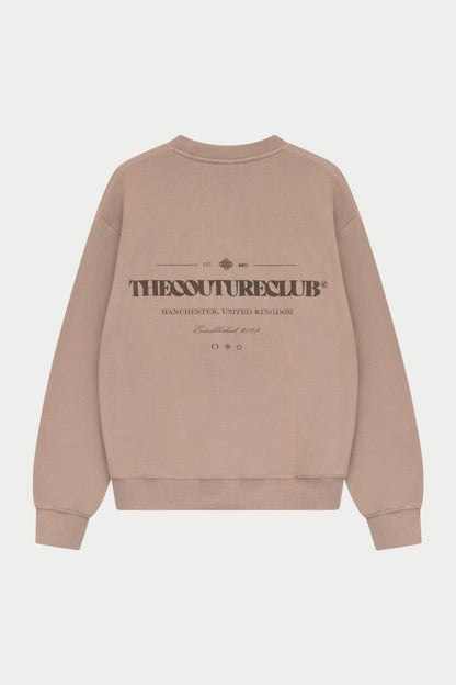 TONAL COPYRIGHT MULTI GRAPHIC CREW - BROWN