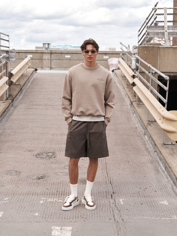 TONAL COPYRIGHT MULTI GRAPHIC CREW - BROWN