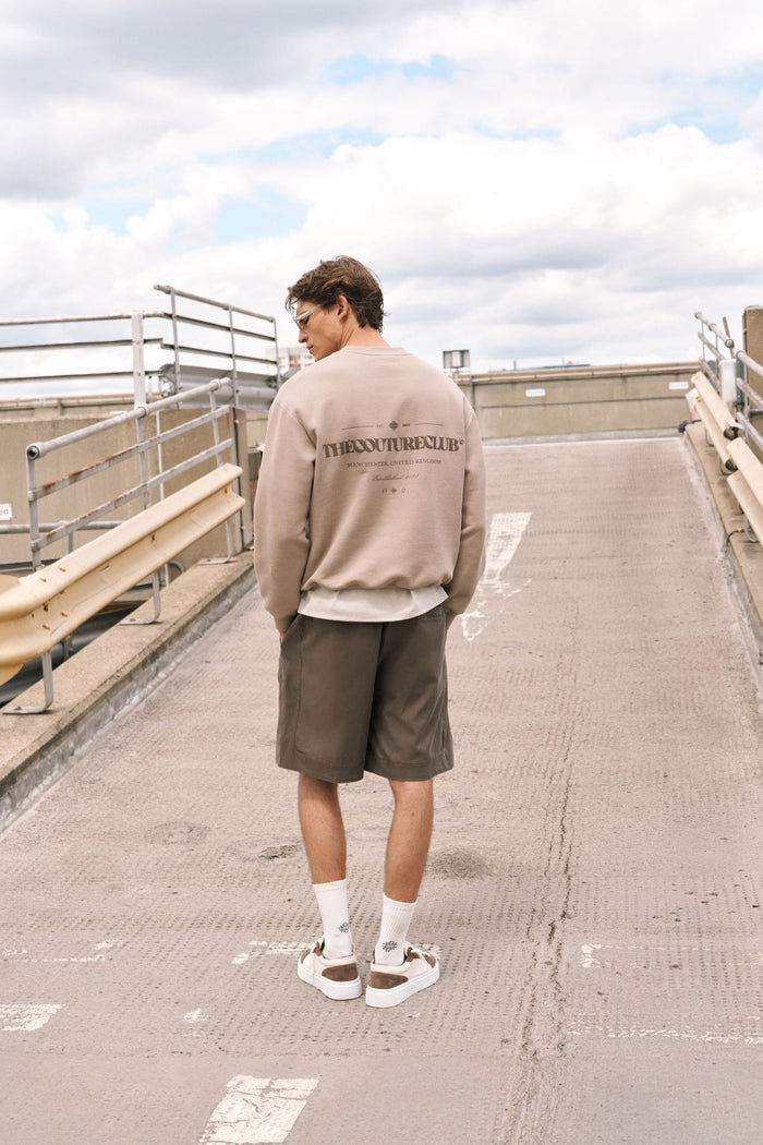 TONAL COPYRIGHT MULTI GRAPHIC CREW - BROWN